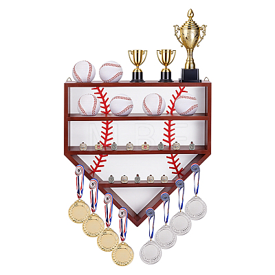 Wall-mounted Pine Wood Organizer Display Stands for Championship Rings RDIS-WH0016-25A-1