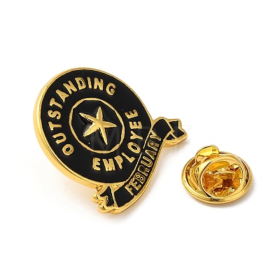 Golden Tone Alloy Outstanding Employee of The Month Enamel Pins JEWB-K021-07G-02-1