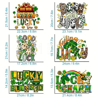 6Pcs 6 Style Saint Patrick's Day Theme Word PET Sublimation Stickers PW-WG31978-01-1