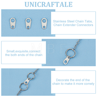 Unicraftale 1000Pcs 316 Surgical Stainless Steel Chain Tabs STAS-UN0053-18-1