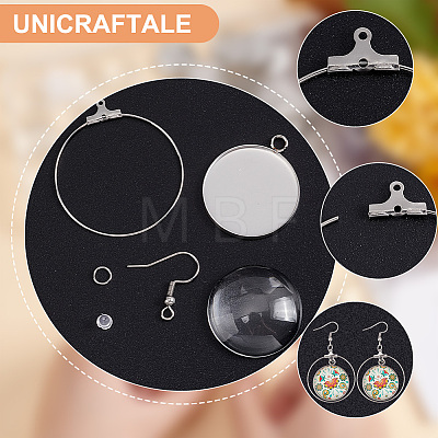 Unicraftale DIY Blank Dome Earring Making Kit DIY-UN0004-80-1