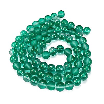 Frosted Transparent Glass Bead Strands GLAA-P065-10mm-14-1