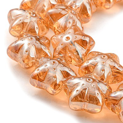 Pearl Luster Plated Electroplate Transparent Glass Beads Strands EGLA-G037-07A-PL02-1