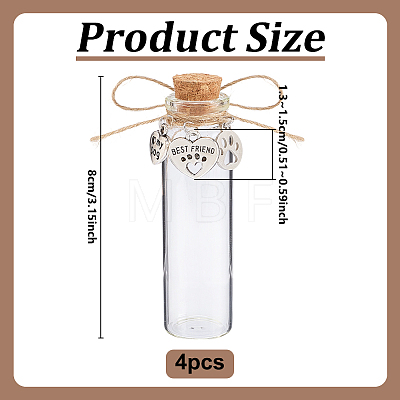 4Pcs Glass Cork Wishing Bottles AJEW-DR00051-1