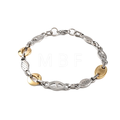 304 Stainless Steel Oval & Horse Eye Link Chain Bracelets BJEW-B078-104GP-1