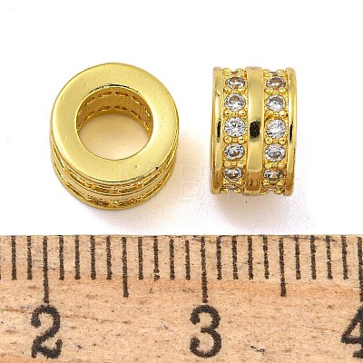 Rack Plating Brass Micro Pave Cubic Zirconia Beads KK-I718-34G-1