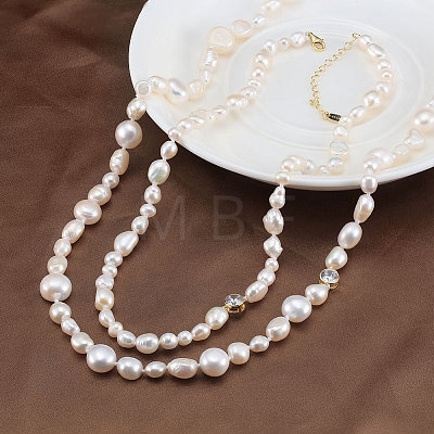 925 Sterling Silver with Natural Pearls Beads Necklaces NJEW-Z030-09G-1