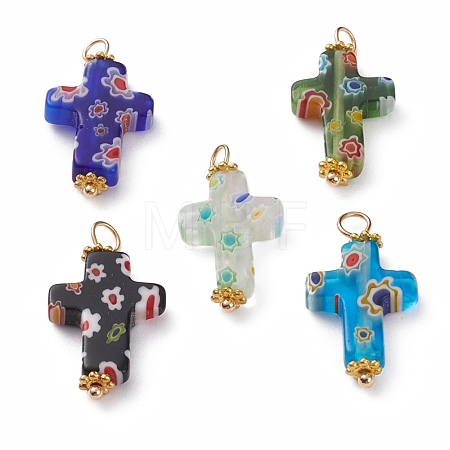Handmade Millefiori Glass Pendants PALLOY-JF00577-1