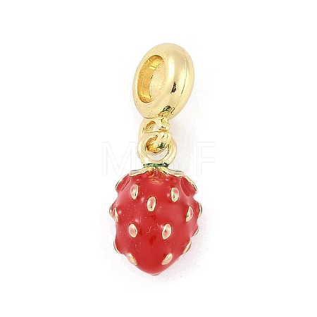 Brass Enamel Fruit European Dangle Charms KK-Z090-08G-03-1