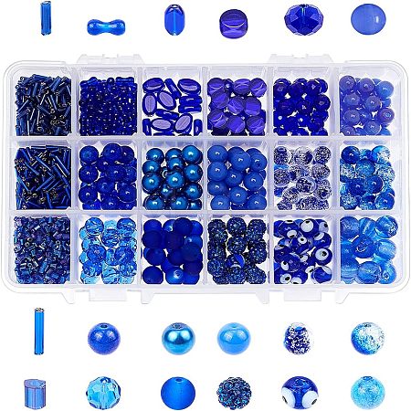 18 Style Blue Glass Beads GLAA-PH0007-08-1
