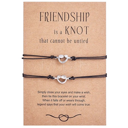 2Pc 2 Style 430 Stainless Steel Knot Heart Link Bracelets Set JB718A-1