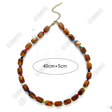 Acrylic & Resin Beaded Necklaces with 316 Surgical Stainless Steel End Chains for Women WG51C81-03-1