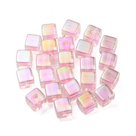 UV Plating Transparent Acrylic European Beads OACR-F004-10F-1