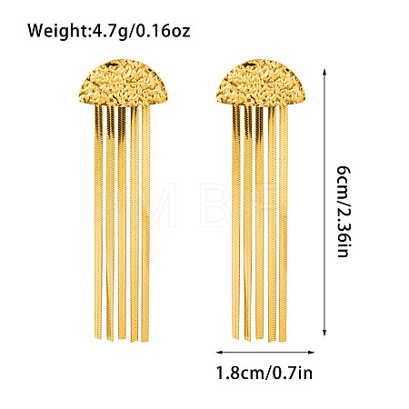 Textured 304 Stainless Steel Tassel Stud Earrings WG495DA-01-1