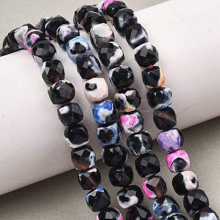 Natural Fire Crackle Agate Beads Strands G-H078-C49-6mm-06-1