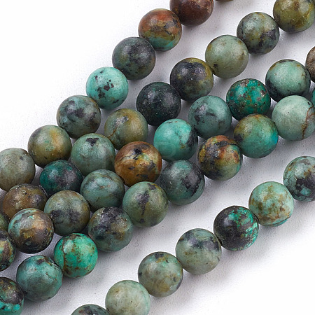 Natural African Turquoise(Jasper) Beads Strands X-TURQ-G037-6mm-1