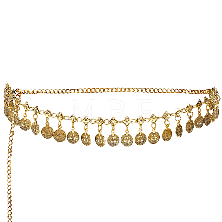 1Pc Tibetan Style Alloy Coin Tassel Waist Belly Chains for Women AJEW-GF0015-06AG-1
