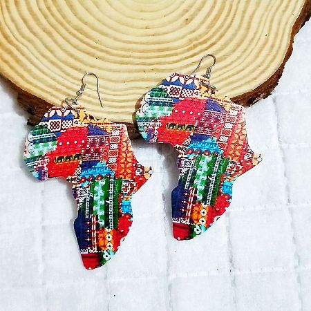 Printed Wood Dangle Earrings FS-WGB0246-01-1