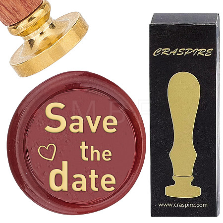 Brass Wax Seal Stamps with Wood Handle AJEW-WH0412-0182-1
