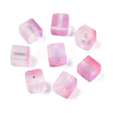 Frosted Glass Beads with Golden Glitter Powder DGLA-NH001-8mm-01J-1