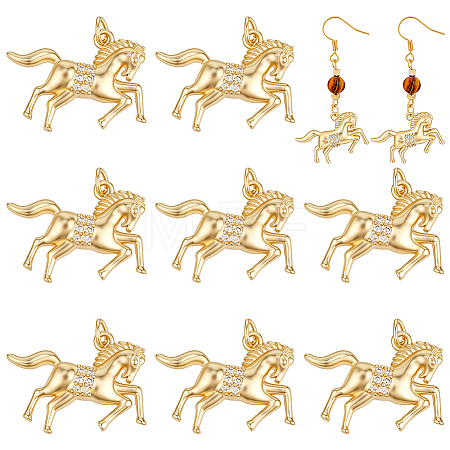 8Pcs Brass Micro Pave Cubic Zirconia Pendants KK-PH0014-77-1