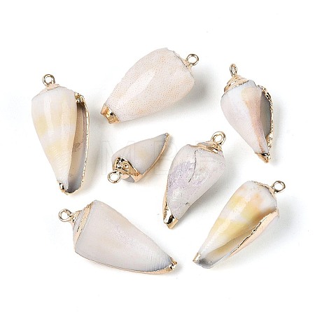 Electroplate Natural Shell Pendants SSHEL-N042-10-1