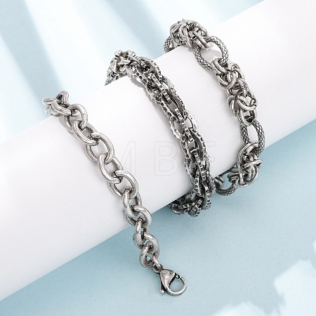 Vintage 304 Stainless Steel Mixed Chain Necklaces NJEW-C115-11AS-1