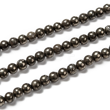 Natural Pyrite Beads Strands X-G-L031-4mm-01-1
