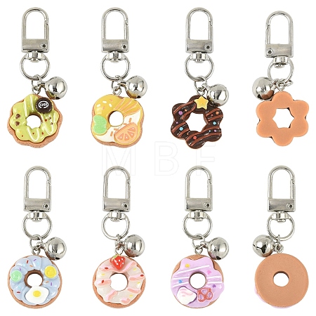 8Pcs Resin & 304 Stainless Steel Bell Pendant Decorations HJEW-YW00345-1