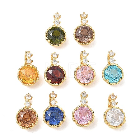 Brass Micro Pave Cubic Zirconia Fold Over Clasps KK-H526-14G-1