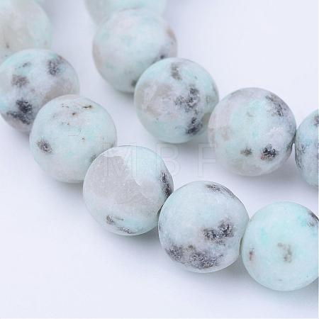 Natural Sesame Jasper/Kiwi Jasper Beads Strands G-Q462-8mm-17-1