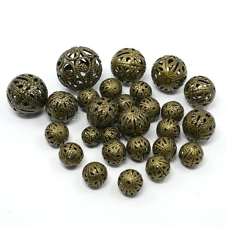 Mixed Iron Filigree Hollow Round Beads IFIN-X0008-AB-NF-1