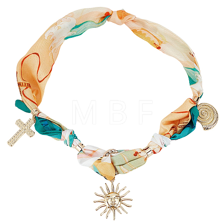 Polyester Collar Choker Necklaces for Women NJEW-SP0001-18-1