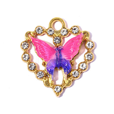 304 Stainless Steel Rhinestone Pendants STAS-OY015-36G-02-1