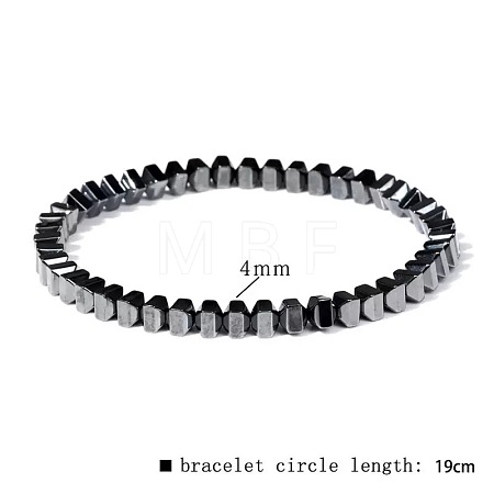 Synthetic Non-magnetic Hematite Beads Stretch Bracelets for Men RL7655-16-1