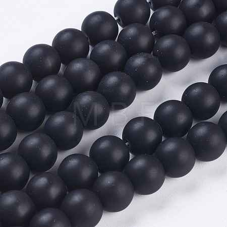 Synthetic Black Stone Bead Strands X-G-R345-10mm-38-1-1