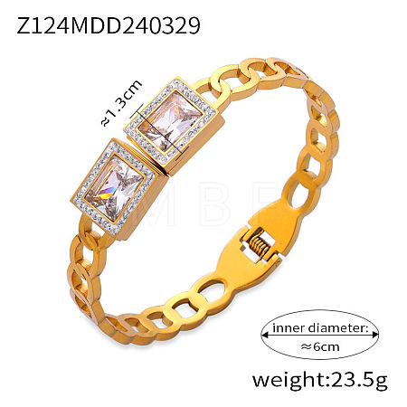 304 Stainless Steel Pave Cubic Zirconia Bangles FS-WG9DD70-10-1