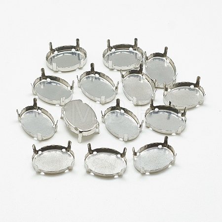 Non-Tarnish 201 Stainless Steel Sew on Prong Settings STAS-T032-03-8x10mm-1