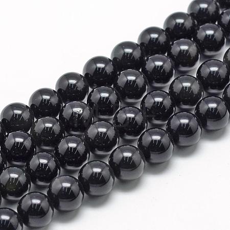 Natural Obsidian Beads Strands G-R446-8mm-24-1