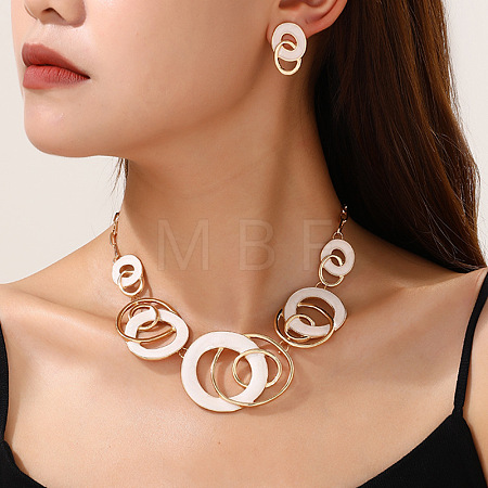 Alloy Enamel Pendant Necklaces & Stud Dangle Earrings Sets FS-WG52143-02-1