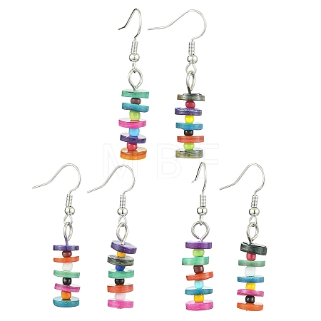 Dyed Shell Dangle Earrings EJEW-JE06083-1