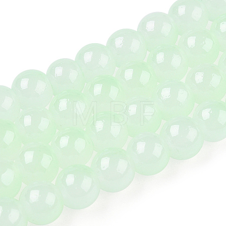 Baking Paint Imitation Jade Glass Round Bead Strands DGLA-N003-6mm-08-1-1