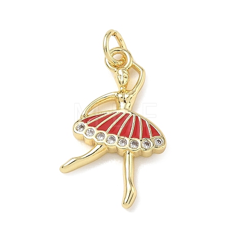 Brass with Crystal Rhinestone & Red Enamel Pendants RB-CBA6830-13G-1