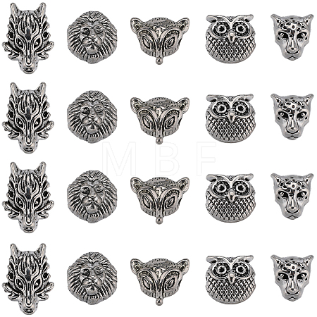 40Pcs 5 Style Tibetan Style Alloy Beads TIBEB-SC0001-25-1