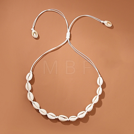 Natural Sea Shell Beaded Braided Necklaces WG8D1EE-05-1