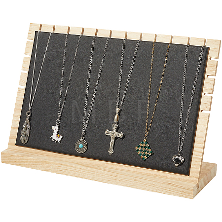 Bamboo Slant Back Necklace Organizer Display Stands NDIS-WH20004-01B-1