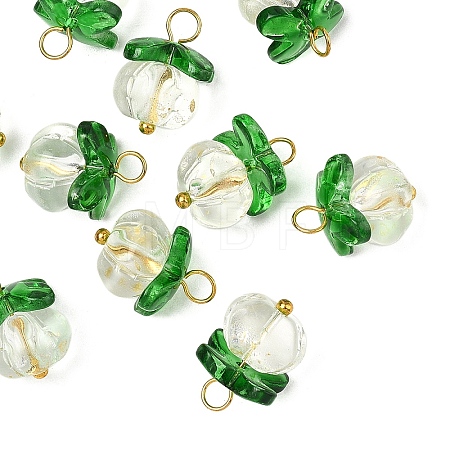 10Pcs Pumpkin Glass Pendants PALLOY-YW00139-01-1