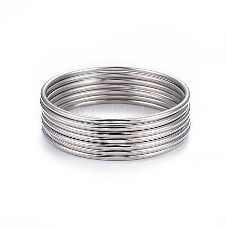 7Pcs 201 Stainless Steel Plain Bangle Sets for Women BJEW-L664-022B-P02-1