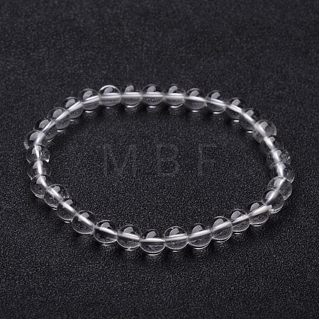 Natural Crystal Round Beaded Stretch Bracelets BJEW-F202-07-1