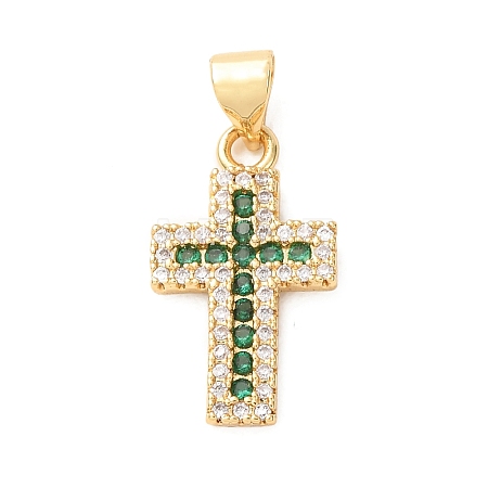 Brass Micro Pave Cubic Zirconia Pendants CU-CJC290F-01D-G-RS-1
